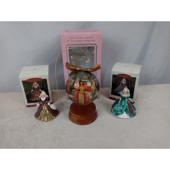 Hallmark Other - Lot of 3 Vintage Barbie Holiday Ornaments Hallmark Keepsake 1995 1996 1997 w/Box